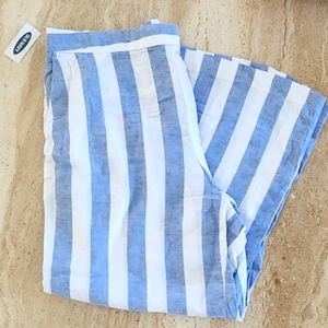 Blue & White Striped Linen Pants NWT Size 10